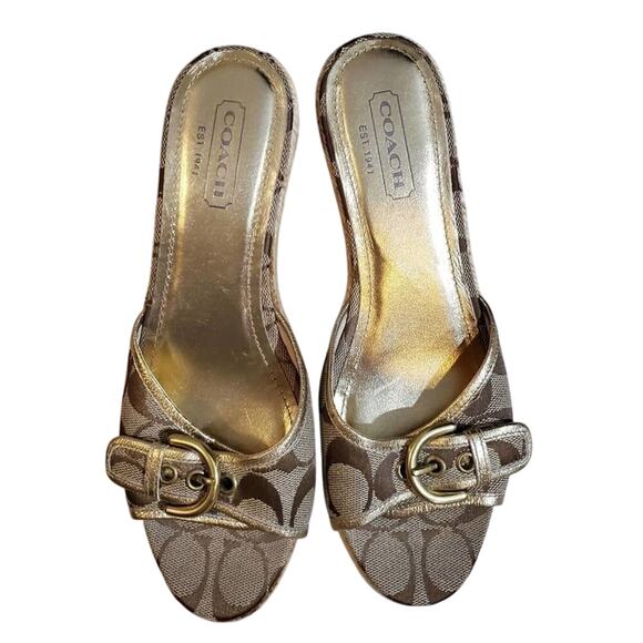 COACH logo wedge Espadrille type rope sandals size 8 - Picture 1 of 11